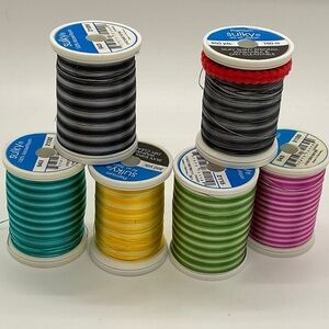 Sulky 40wt Rayon Thread 6 spools 2 new 4 used pink green black yellow turquoise